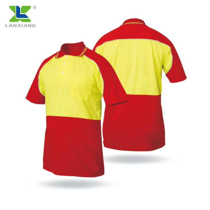 Hi vis Safety Polo Shirt with Reflective Piping